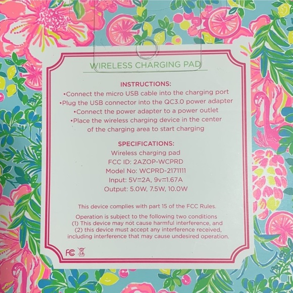 Lilly Pulitzer Wireless Charging Pad, Fruity Flamingo - Picture 6 of 6